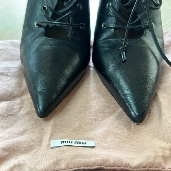 MIU MIU LACE UP STILETTO ANKLE BOOTS - Picture 13 of 17